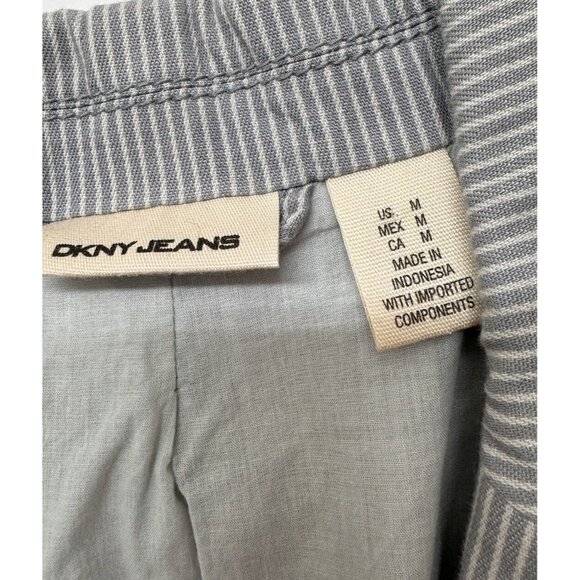 DKNY Mens Sport Coat M Gray White Striped Casual Cotton Unstructured Blazer - Picture 6 of 13